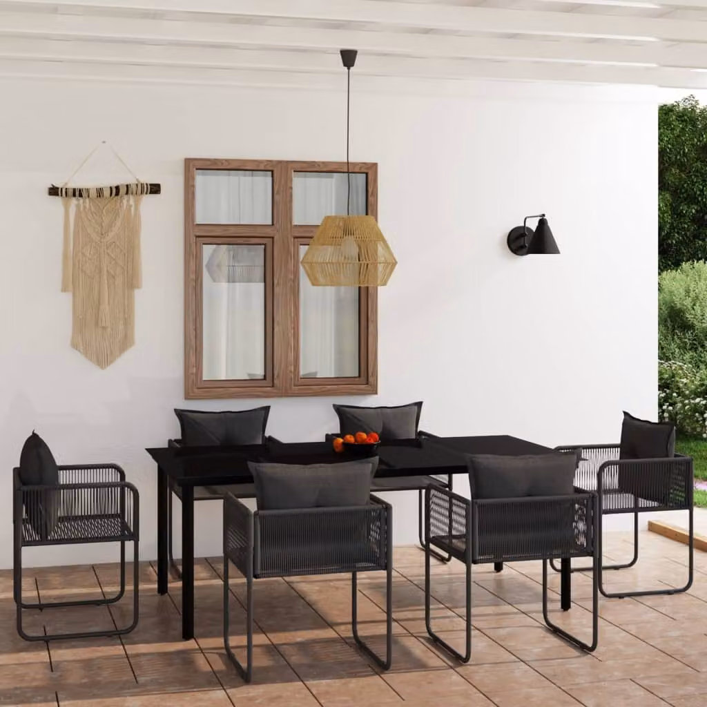 The Living Store Set da pranzo da giardino 7 pezzi nero