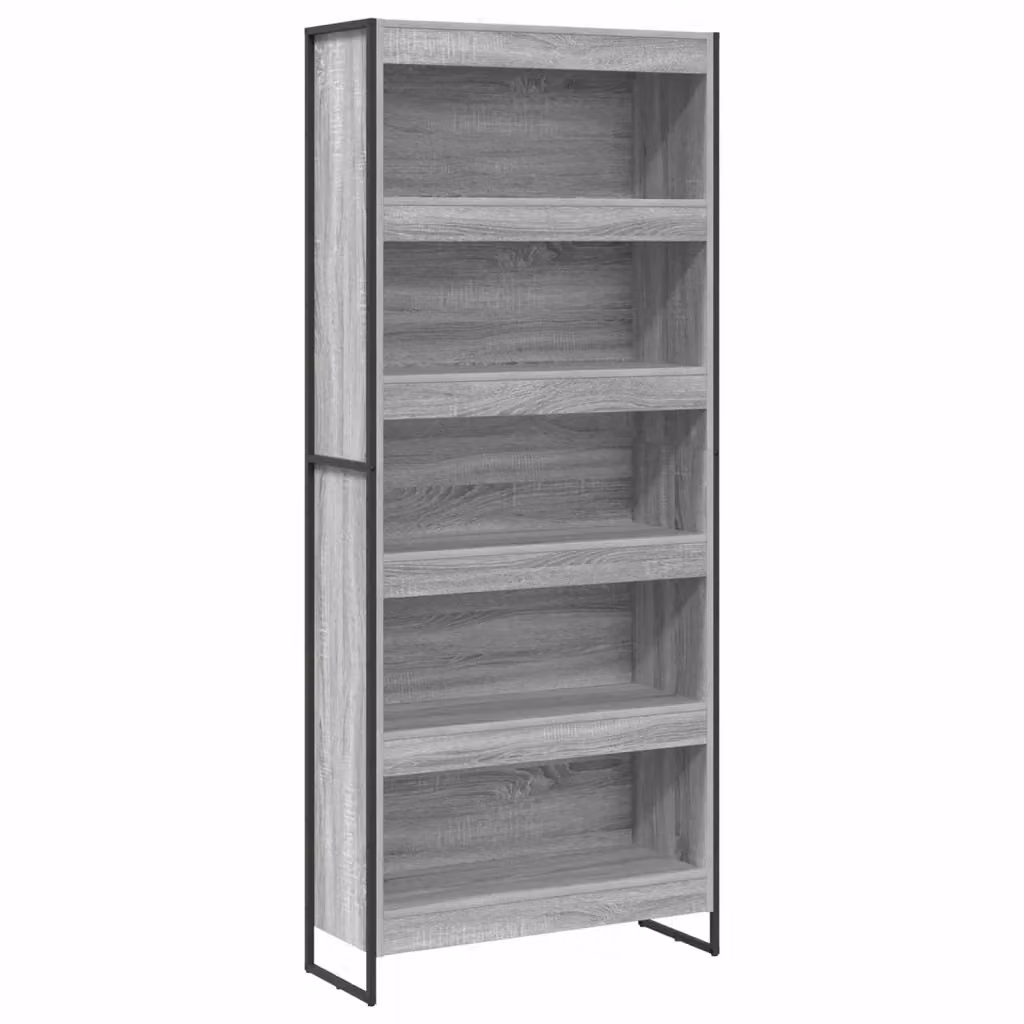 Armadio per Libri vidaXL in Stile Industrial Grigio con MDF e Metallo L: 80 cm, P: 30 cm, H: 189,5 cm – 2