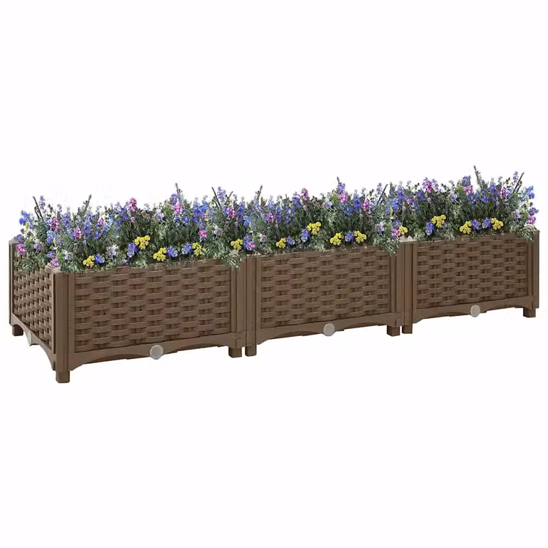 Fioriera Rialzata vidaXL in Polipropilene Marrone L/P/H: 120 x 40 x 23 cm