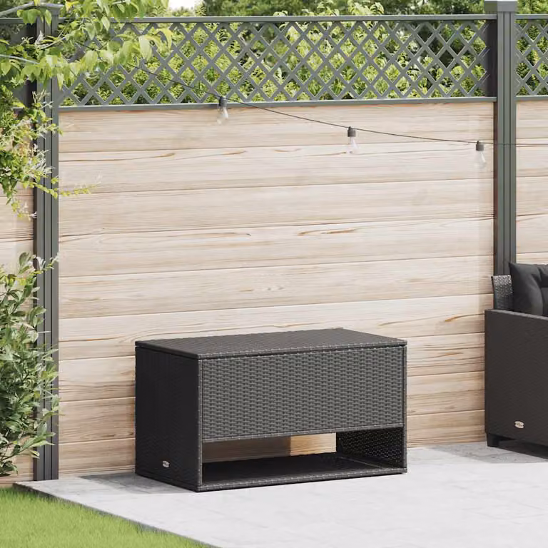 Scatola per cuscini da esterno vidaXL in polyrattan nero L 100 x P 55 x H 55,5 cm