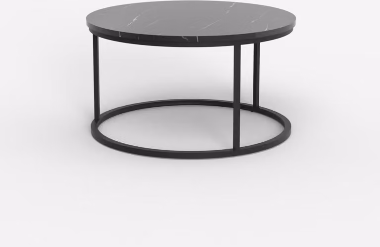 Tavolo da soggiorno rotondo da 80 cm in marmo contemporaneo Ossidiana - Nero