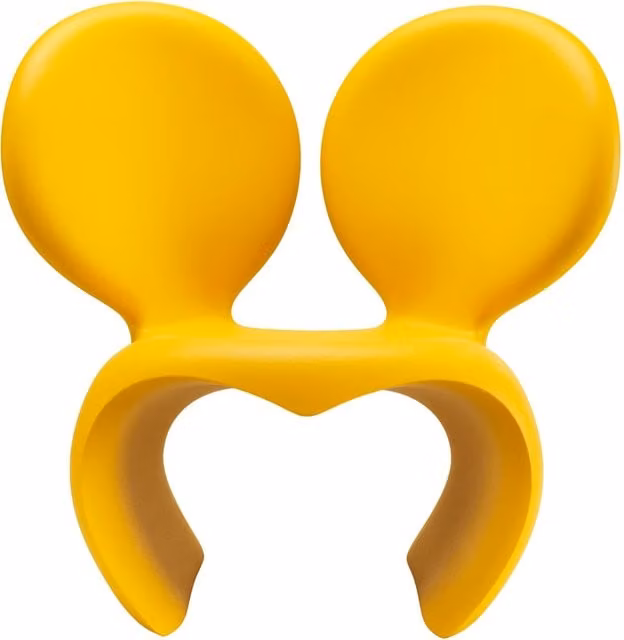 Poltrona moderna in polietilene Qeeboo Don't f**k with the mouse colore giallo