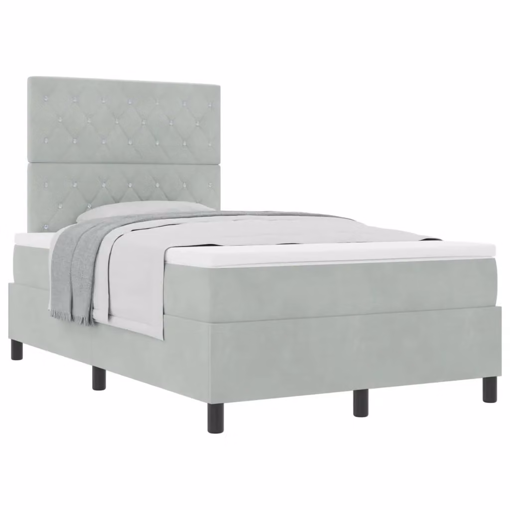Letto moderno con materasso a molle a tasche vidaXL in velluto grigio L: 120 cm, P: 200 cm – 2
