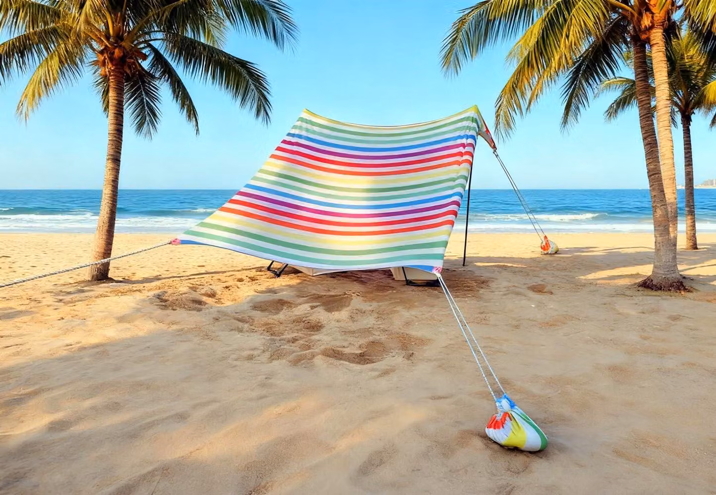 Ombrellone da spiaggia con tettoia parasole - Portatile, adatto a 3-4 persone - Protezione UV - Cuciture rinforzate - Dimensioni 210 x 200 x 160 cm - Tenda parasole