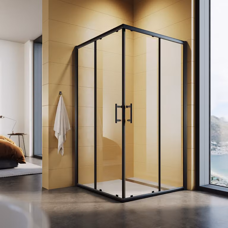SONNI nero angolare doccia doppia porta scorrevole 100x100x195cm ingresso angolare ESG porta doccia in vetro cabina doccia box doccia