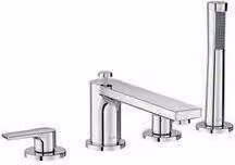 KLUDI ZENTA SL Mitigeur monocommandé pour bain et douche, montage bord de carrelage à quatre trous, saillie 220mm, chrome, 484240565, 484240565