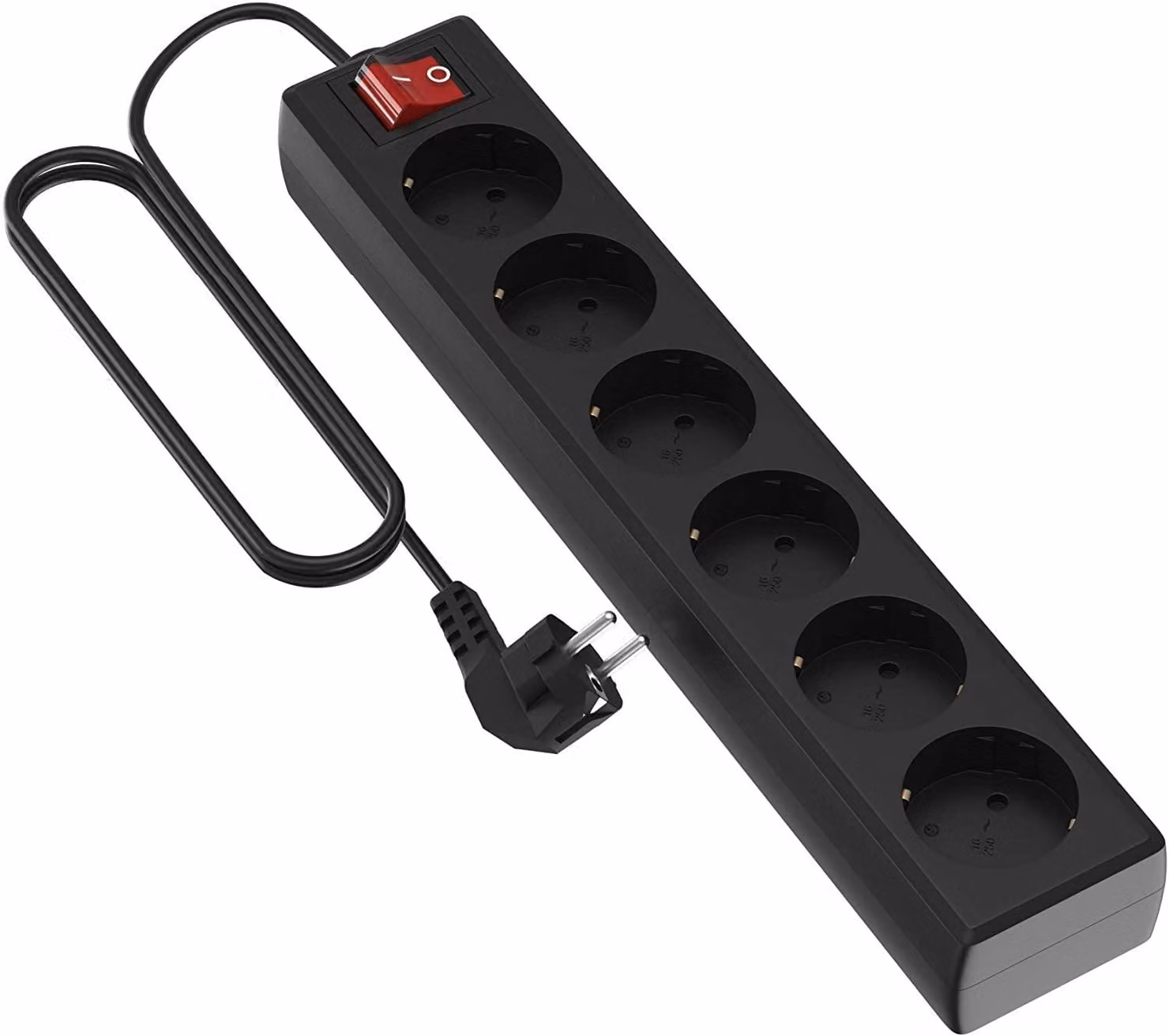 Ciabatta multipresa Garza con 6 prese, interruttore, lunghezza 5 metri, colore nero, potenza massima 3680 W
