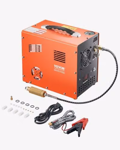 VEVOR Compressore d'Aria PCP, Compressore per Fucile ad Aria Compressa PCP 30 MPa con Convertitore Integrato e Sistema di Raffreddamento a Ventola Integrato, per Bombola di Paintball Senza Olio