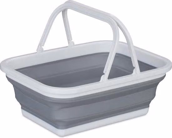 Set leggero per tenda e campeggio, 8,5 litri, cestino da picnic con manico, dimensioni: 15 x 38 x 28 cm, bianco/grigio