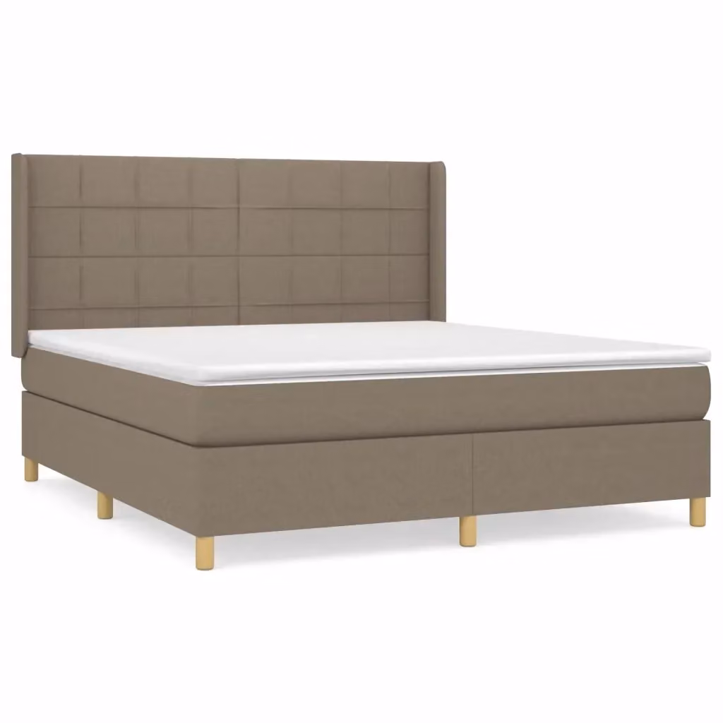 Letto Ibrido vidaXL con Giroletto a Molle e Materasso in Tessuto Beige e Bianco L/P/H: 160 x 200 x 25 cm – 2