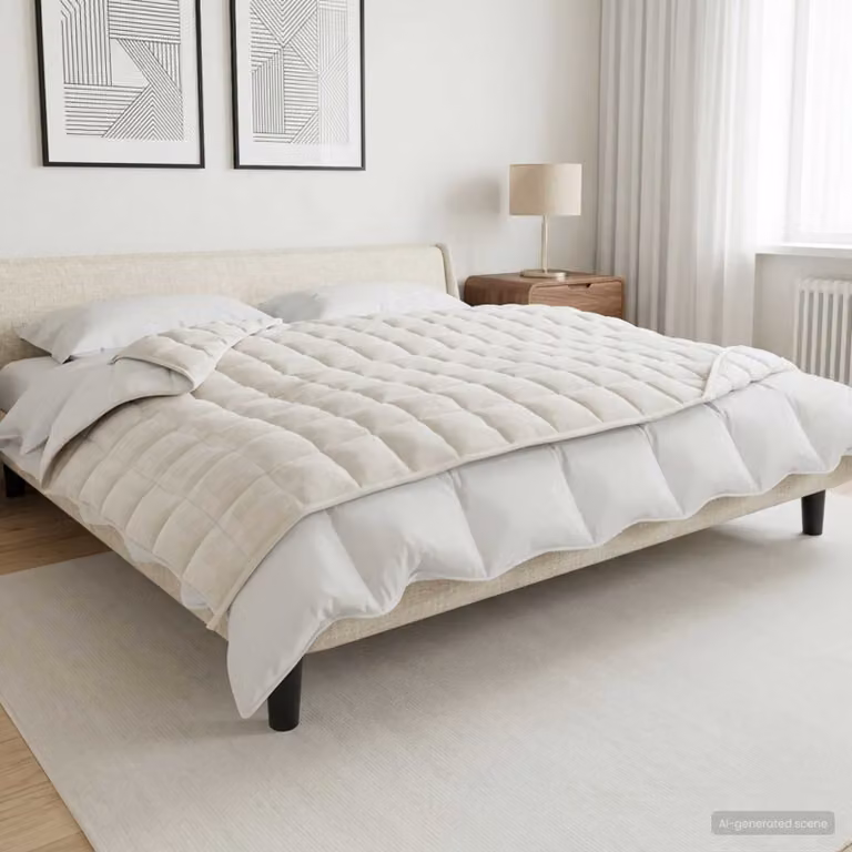 Coperta Ponderata vidaXL in Cotone Bianco, L 152 cm x P 203 cm, 11 kg