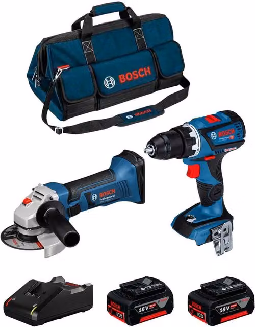Kit Bosch 18V BK209BAG con Avvitatore GSR 18V-60 C, Smerigliatrice GWS 18-125 V-LI, 2 Batterie da 5,0 Ah, Caricabatterie GAL18V-40 e Borsa