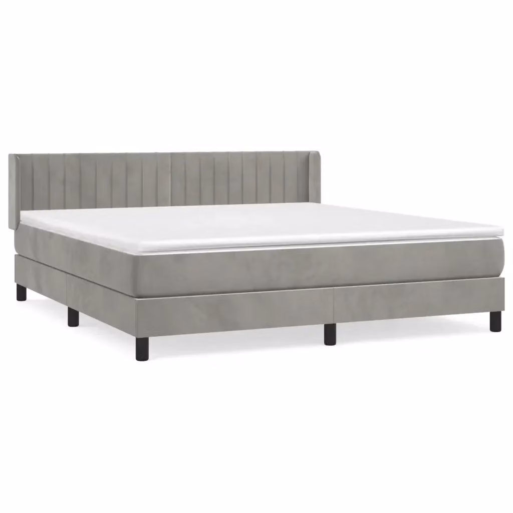vidaXL Giroletto a Molle con Materasso Ibrido in Velluto Grigio Chiaro L/P/H: 163 x 160 x 203 cm – 2