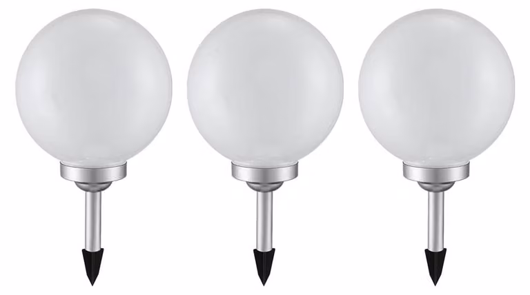 set di 3 luci solari a globo LED a innesto, bianche, D 20 cm