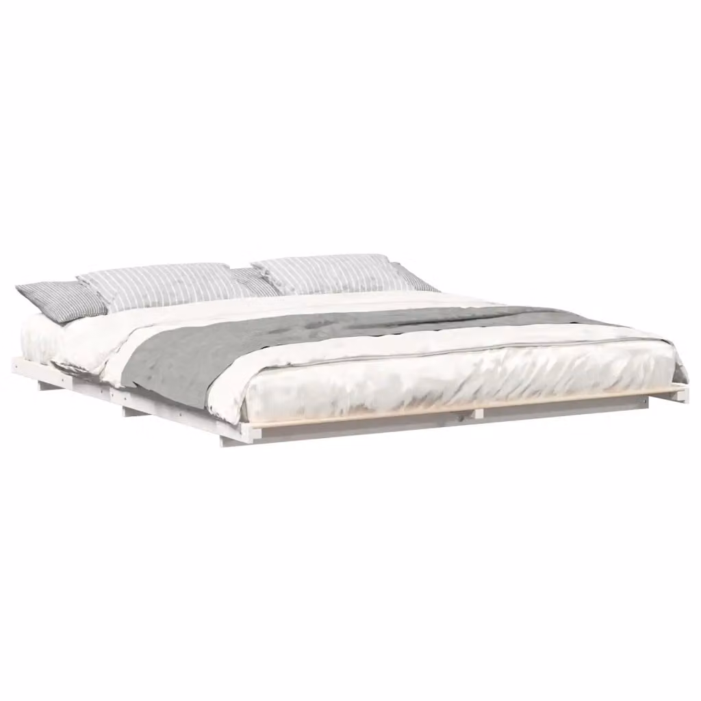 Struttura letto con giroletto e rete in pino massello bianco L 180 x P 220 cm – 2