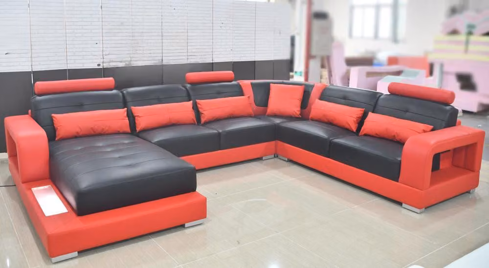 Wohnlandschaft Ecksofa U-Form Eckcouch LED Beleuchtet Sofa Couch Ecksofa Sofas