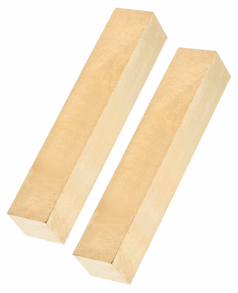 Barre piatte in ottone quadrato, 25,5x25,5x127 mm, 2 pezzi, grado H62, ottone massiccio