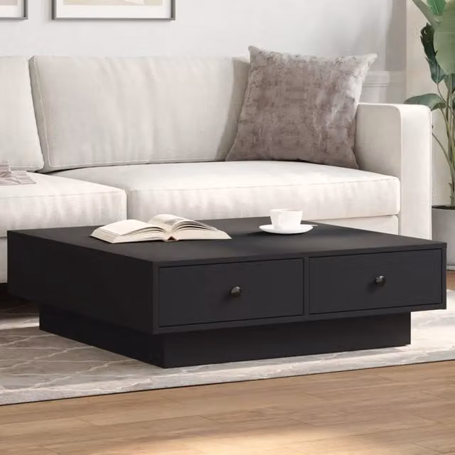 Tavolino da salotto quadrato vidaXL nero in stile industriale L/P/H: 90 x 90 x 28 cm – 1