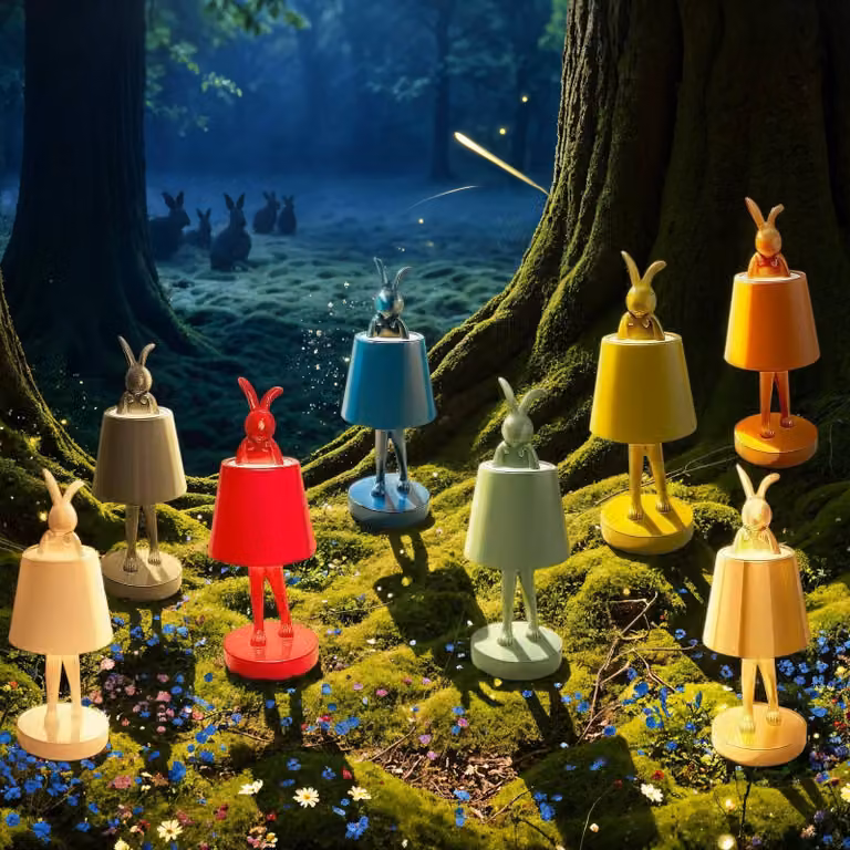 KARE Lampada da tavolo a batteria LED Animal Rabbit, arancione, IP54, 29 cm dimmerabile, Giallo / Arancione, Soggiorno / Sala da pranzo, Plastica, Design