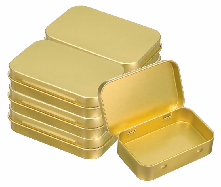 Solidchoice - Set di 6 mini contenitori metallici - Scatole portatili ermetiche in oro