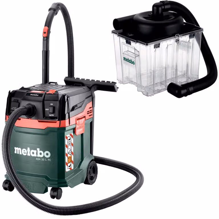 Aspiratore per liquidi e polvere Metabo ASA 30 L PC + preseparatore da 25 L con separatore ciclonico al 99%