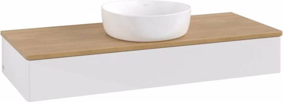V&B Mobiletto senza struttura frontale Antao 120x19x50cm, WBP hon. Oa, glo wh. Lac