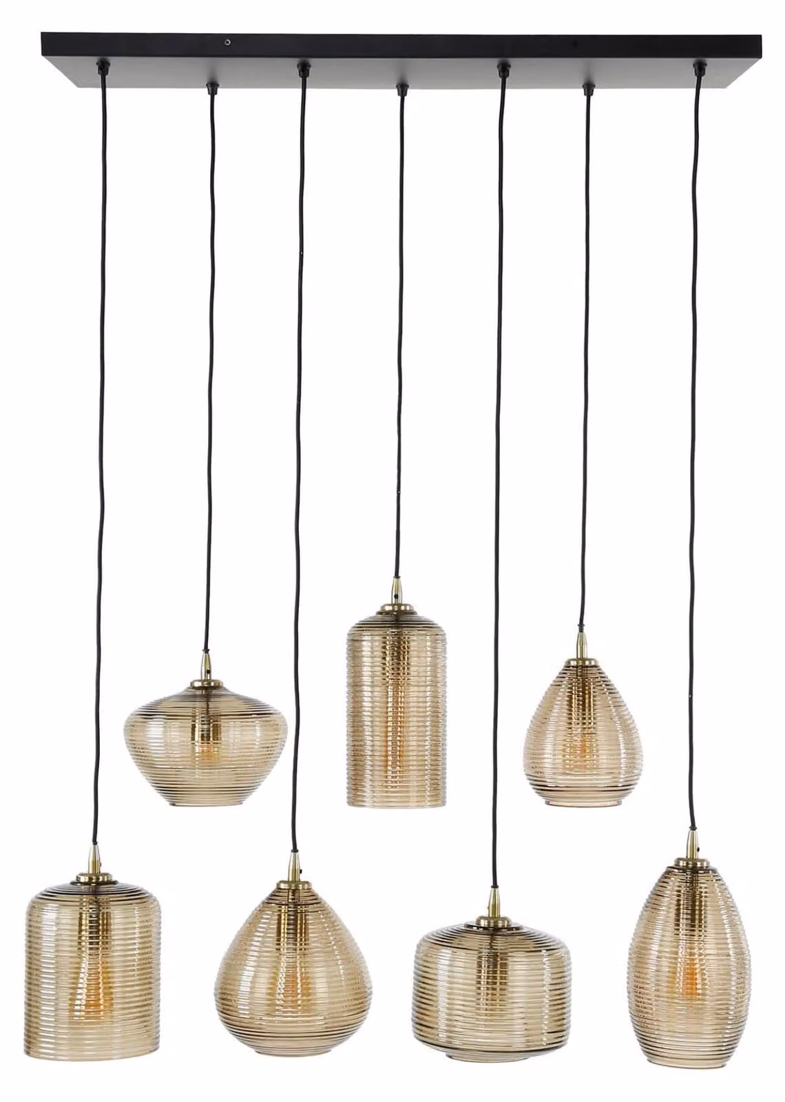 FURNLUX Lampada da soffitto a strisce nero e oro 93 cm / Colore principale: oro / Dimensioni: 93 x 150 x 40 cm