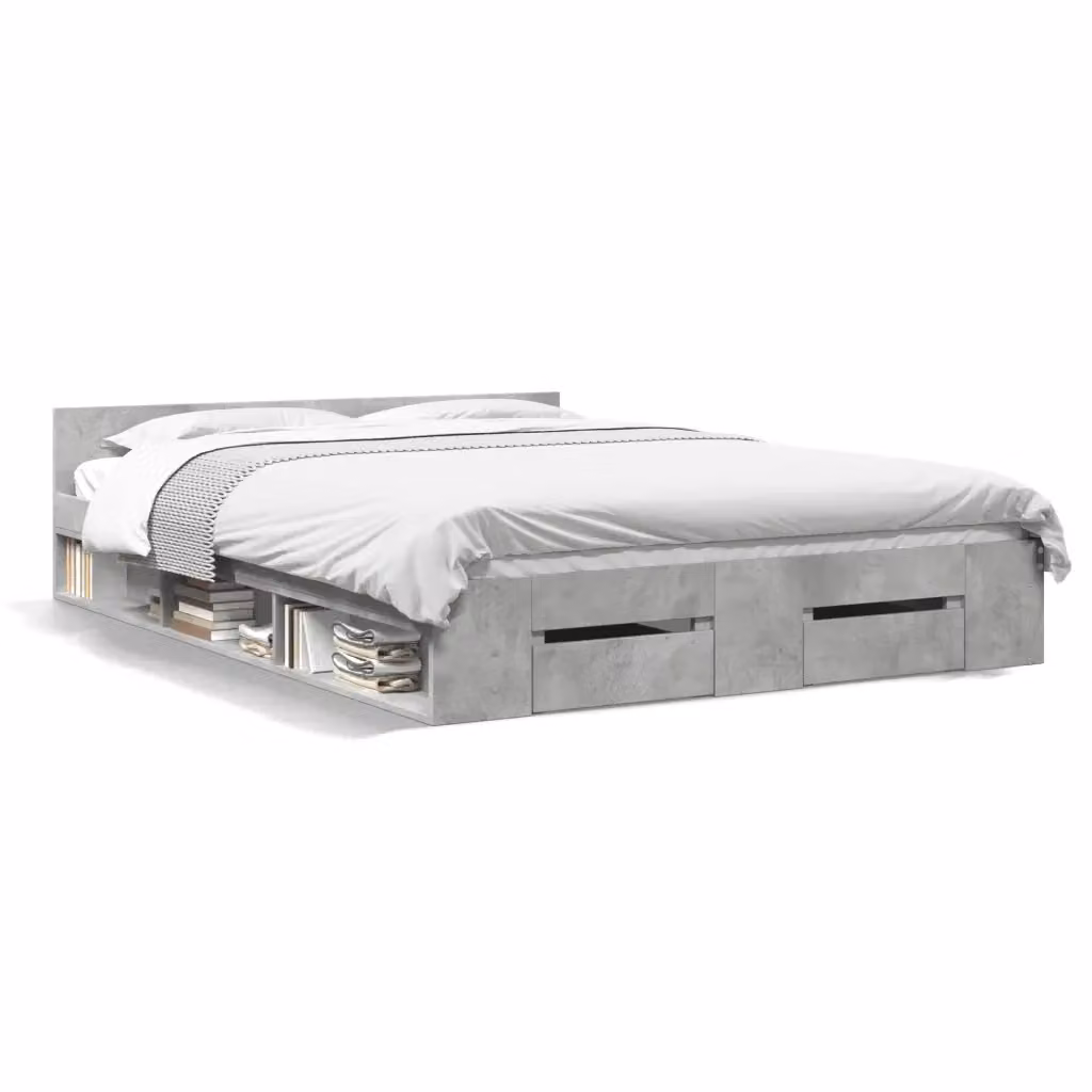 vidaXL Giroletto con Cassetti in Legno Multistrato Grigio 120x200 cm – 2
