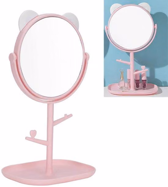 Specchio da trucco portatile con illuminazione a LED e contenitore integrato - Specchio regolabile - Lampada da tavolo per valigie da viaggio - Resistente e duraturo - Design innovativo - Specchio per il trucco