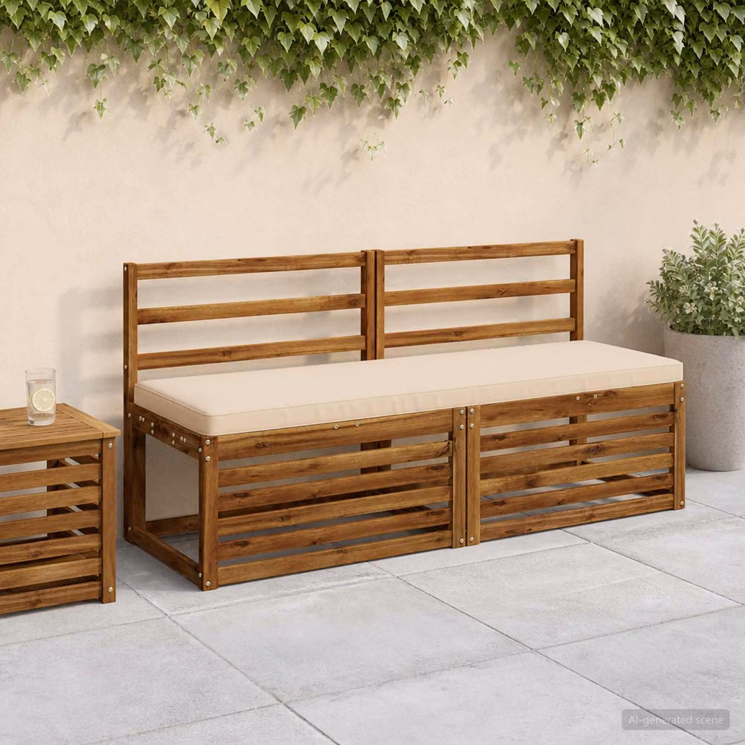 Set di 2 cuscini per panchina vidaXL VUGHT in poliestere beige con rivestimento rimovibile e resistente ai raggi UV