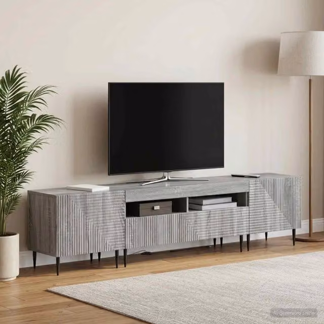 Mobile TV LED a 3 pezzi Sonoma grigio Legno ingegnerizzato 3416685