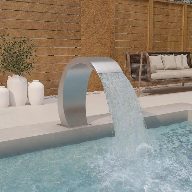 Fontana per Piscina con LED 22x60x70 cm in Acciaio Inox 304