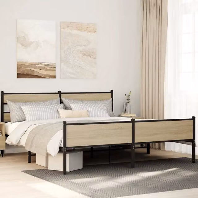Giroletto vidaXL in metallo e MDF colore Rovere Sonoma, L/P: 200 x 200 cm – 1