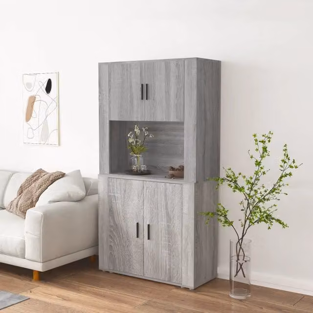 Credenza moderna vidaXL in legno multistrato Grigio Sonoma, sospesa a parete