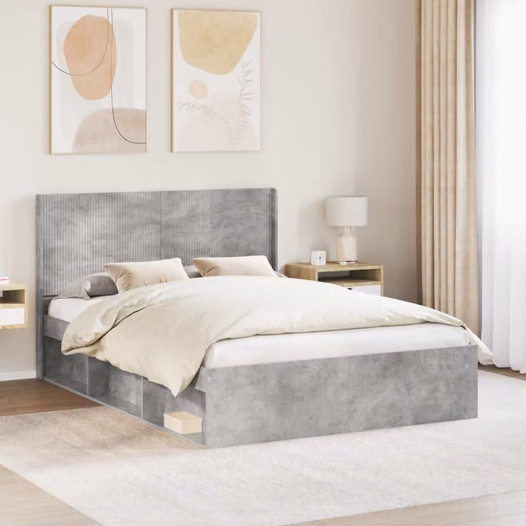 Testiera Letto Imbottita vidaXL in Tessuto Grigio con Pannello in MDF L: 156,5 cm, H: 7,0 cm, P: 14,6 cm