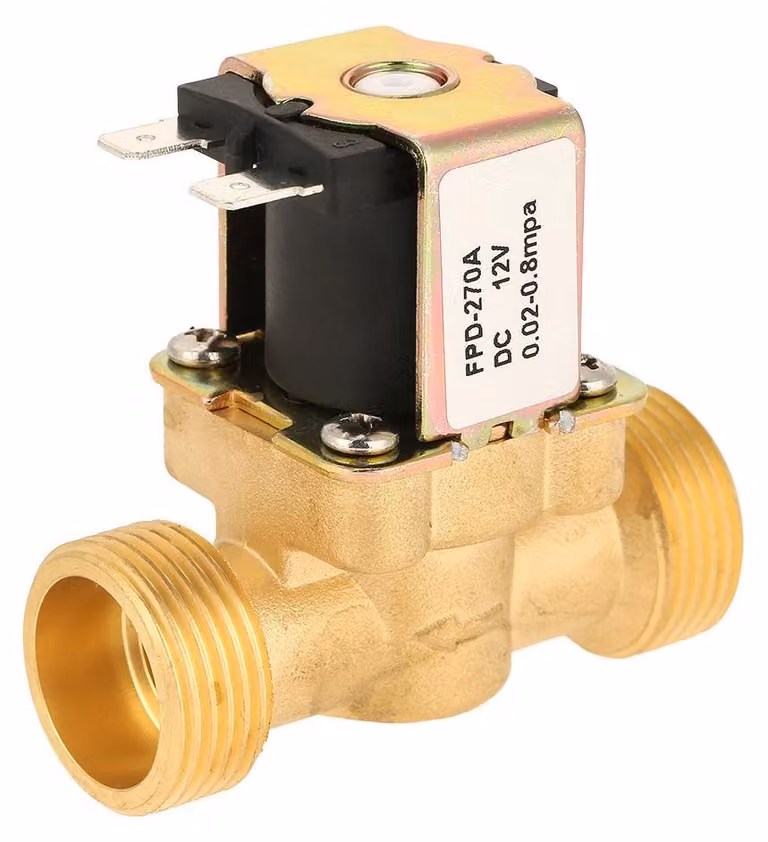 Elettrovalvola DC 12V, raccordo G3/4, normalmente chiusa, in ottone, pressione massima 0,8 MPa
