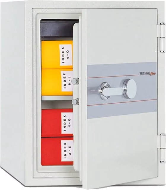 Armadio Ignifugo Technomax per Documenti con Chiave, Resistenza 60 Minuti, Acciaio Grigio, L/P/H: 54,6 x 45 x 46 cm