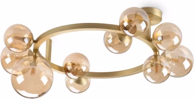 Ideal Lux Perlage Plafoniera Moderna in Metallo e Vetro con 10 Luci G9, Colore Oro/Ottone e Nero