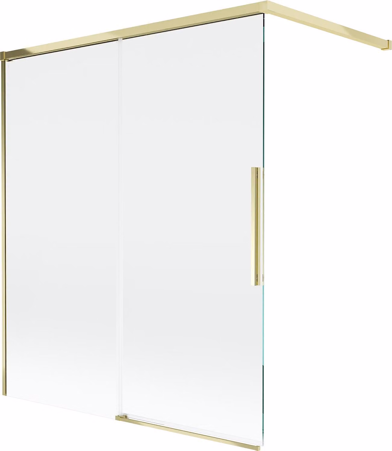 Mexen Rox paratia per vasca da bagno a 2 ante scorrevoli 140 x 150 cm, trasparente, oro - 8C9-140-003-50-00