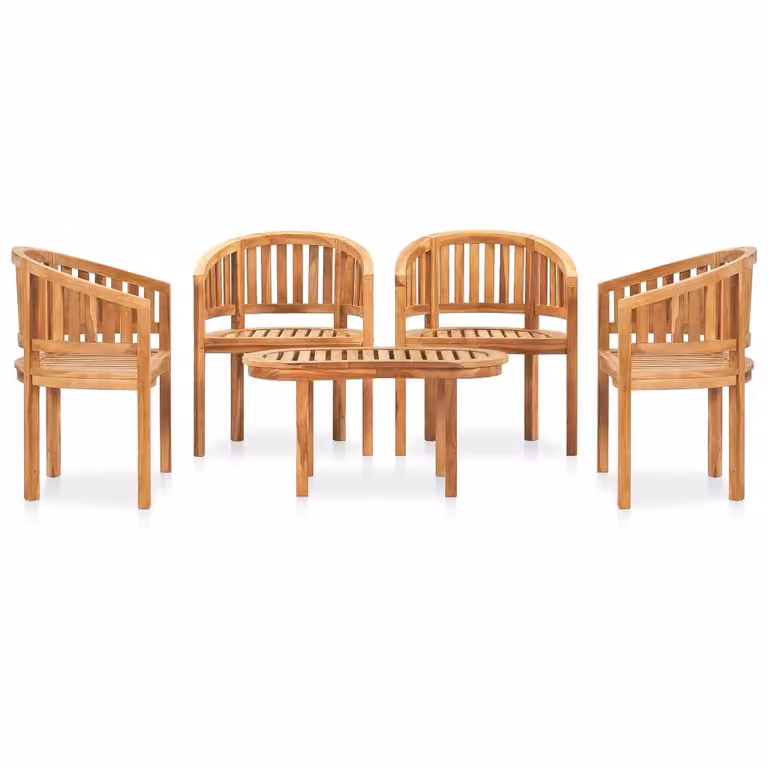 set da giardino in teak massiccio da 5 pezzi