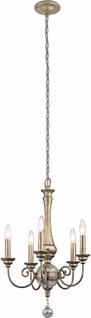 Lampadario Classico Rosalie In Acciaio Oro Sterlina 5 Luci E14