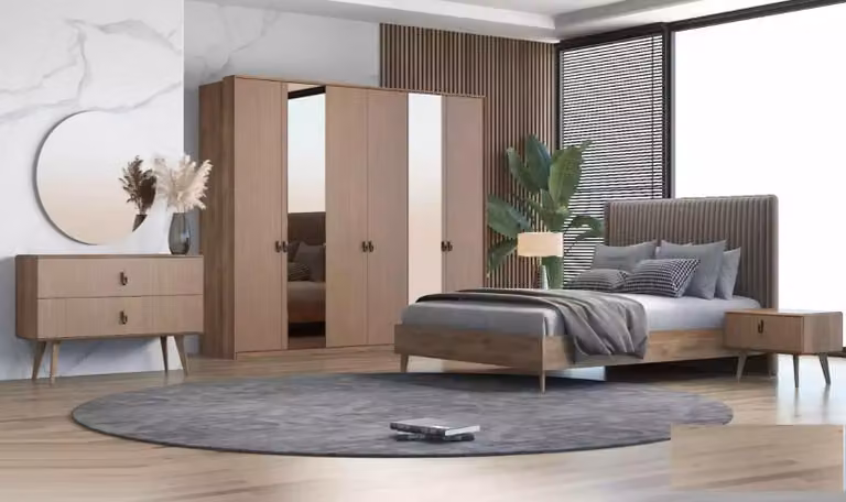 Set letto 2x comodini cameretta 6 pezzi design moderno