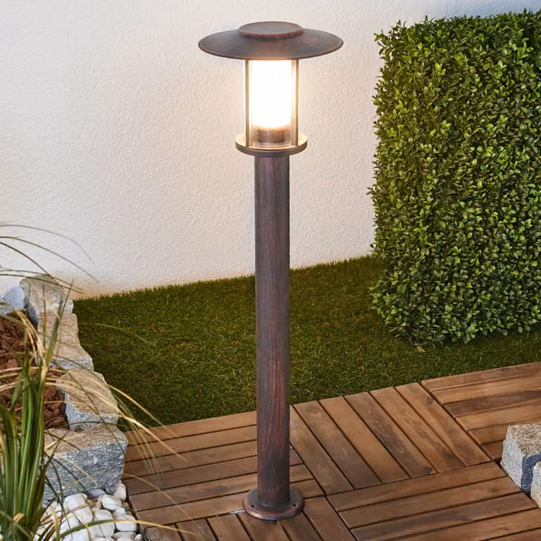 Lampioncino da giardino Pavlos Lindby, Marrone / Ruggine, Acciaio Inox, Campagna / Rustiche, Lampada LED da esterni
