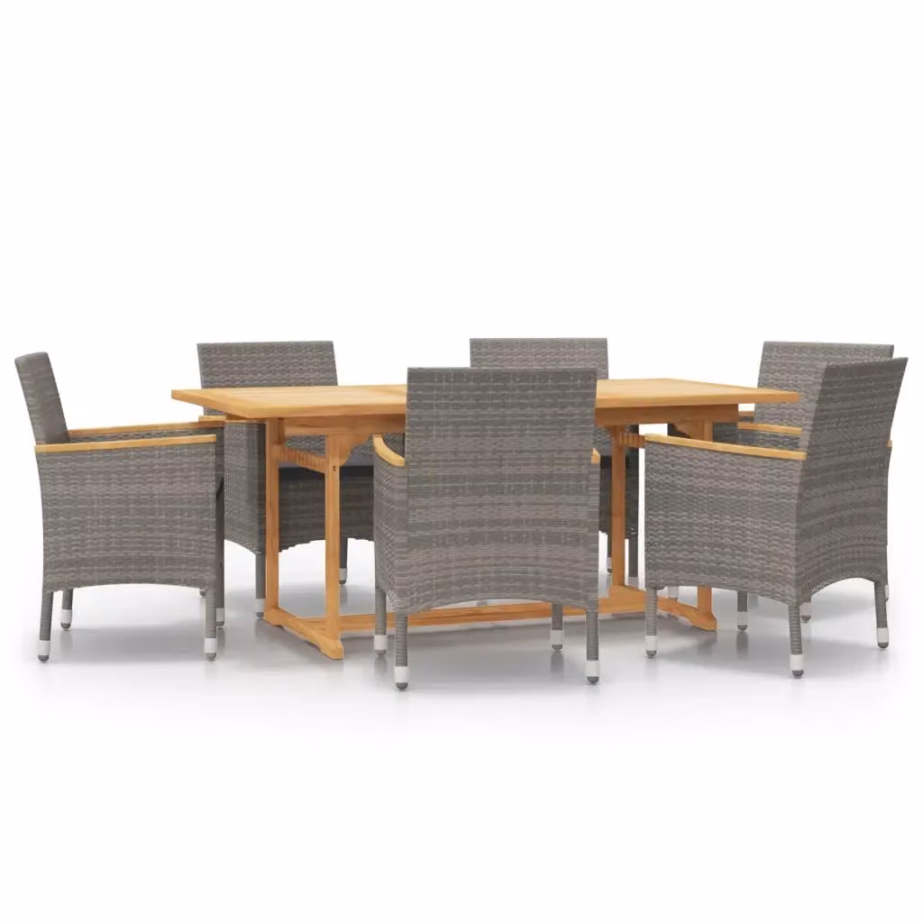 Set da Pranzo per Giardino vidaXL in Legno di Acacia con 7 Cuscini Grigio – 2