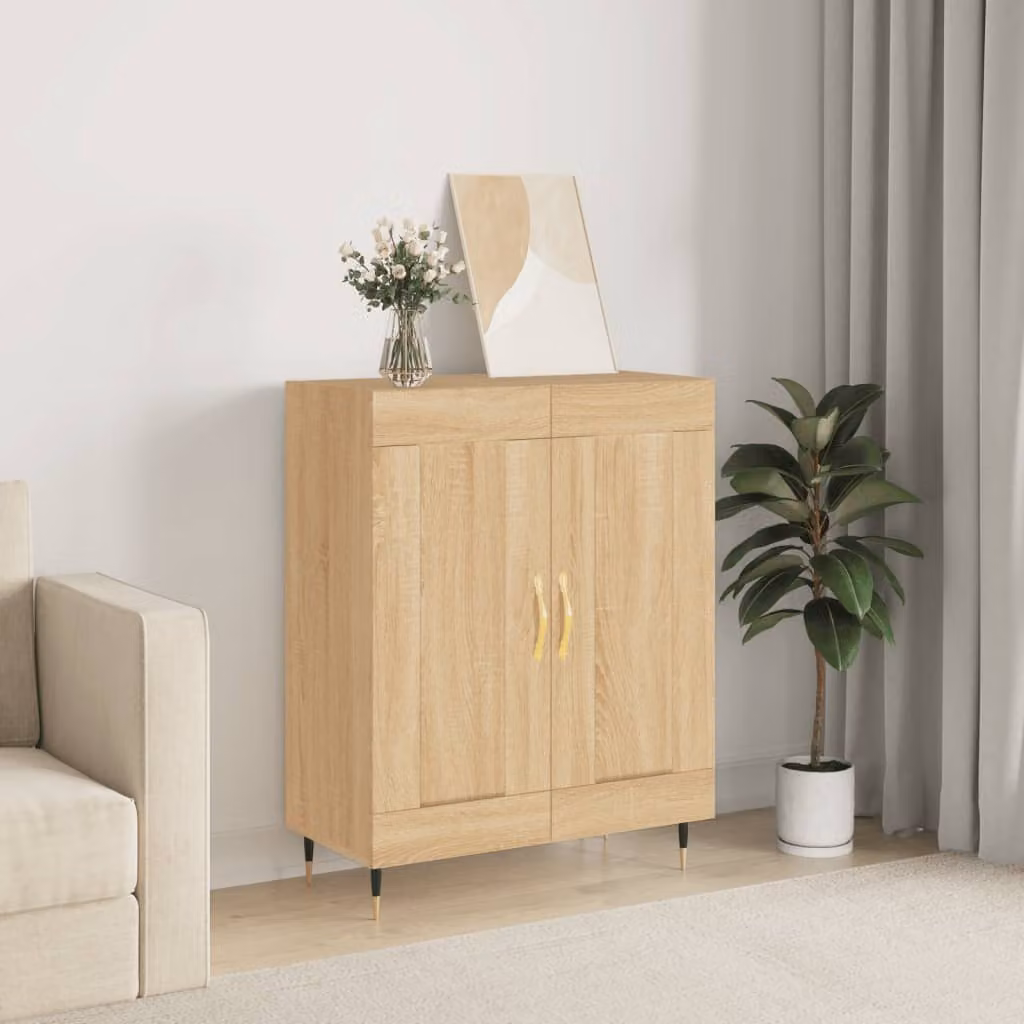 Credenza vidaXL in Rovere Sonoma e Legno Multistrato, Colore Marrone, L 69,5 cm x P 34 cm x H 90 cm