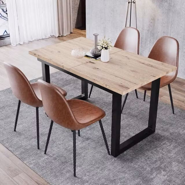 Tavolo da pranzo allungabile in MDF e metallo stile industriale rettangolare per sala da pranzo 140 × 80 × 75 cm