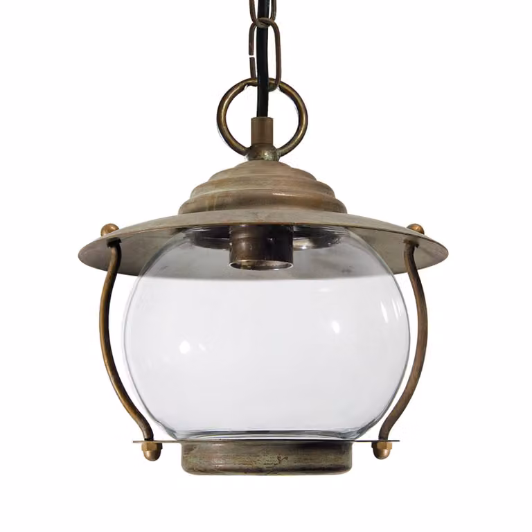 Moretti Luce Lampada a sospensione da esterno Olivia, resistente all'acqua di mare, IP44, Olivia, Bronzo / Ottone antico, Ottone, Antico