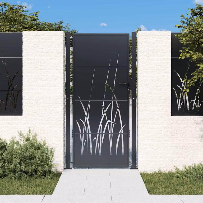 Cancello singolo da giardino vidaXL in acciaio zincato antracite L: 110 cm, H: 175 cm