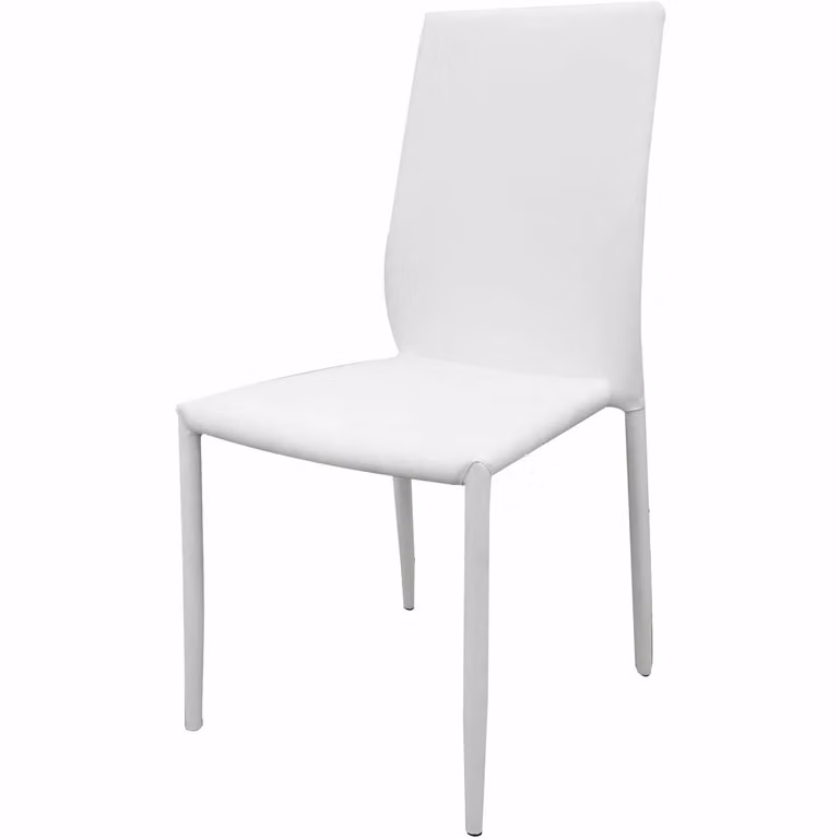 Sedia Vestiamo Casa in PVC e metallo bianca con finitura opaca e seduta in ecopelle per cucina, soggiorno o ufficio