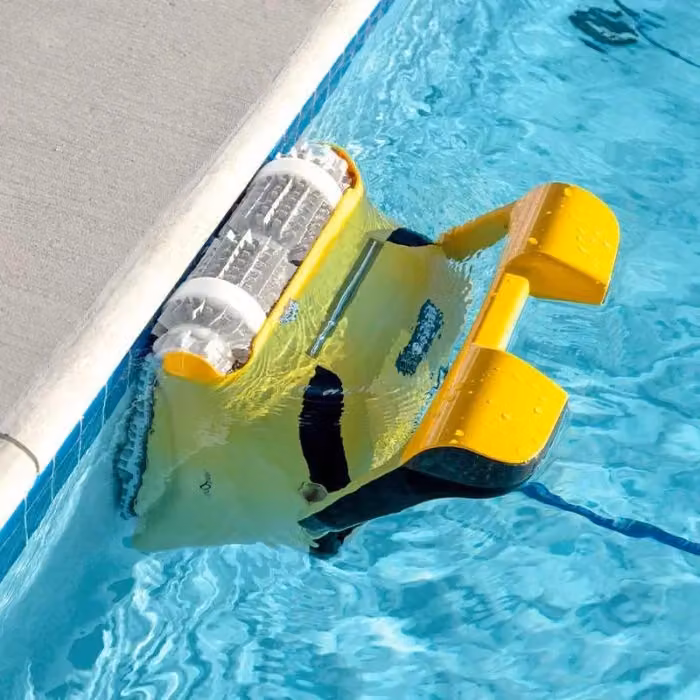 Robot pulitore per piscina Dolphin WAVE 80 Gyro di Maytronics con telecomando e spazzole Kanebo, colore giallo – 2